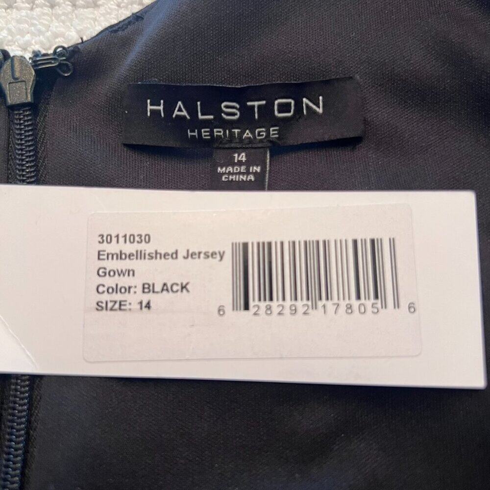 Halston Heritage Black V-Neck Prom Gown with Silver Waist Detail - Picture 8 of 13